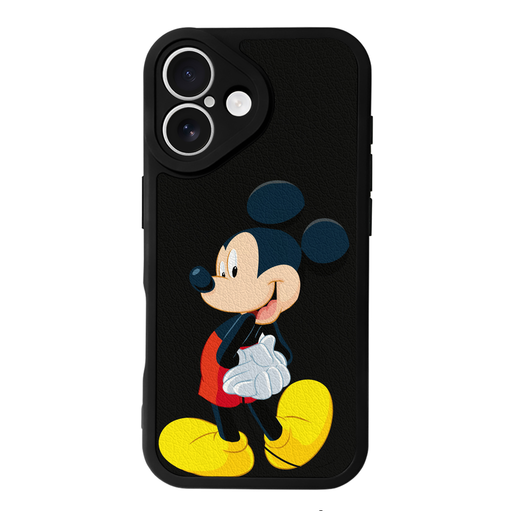 （画像用） ミッキーマウス Mickey Mouse 【iPhone 16シリーズ対応】シリコンスマホケース（レザー調） 材質：シリコン
